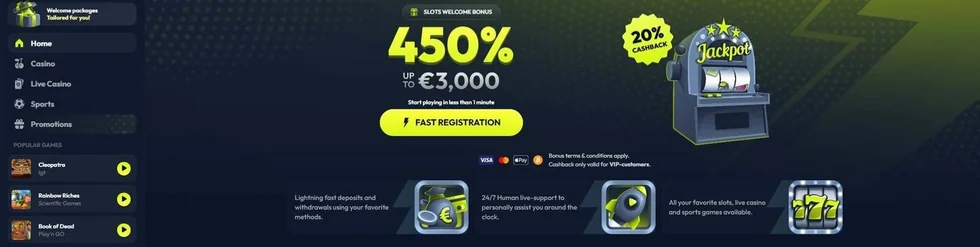 Claim massive welcome bonus.
